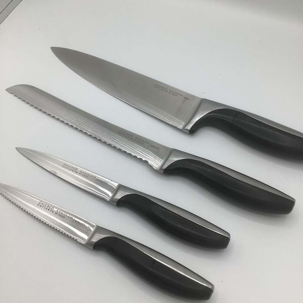 Chicago Cutlery 4-Piece Kitchen Knife Set with Chef, Bread, and Utility Knives